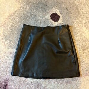 abercrombie black leather mini skort size S